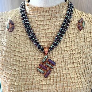 Jay King Genuine freshwater Pearl Necklace and baroque earring set